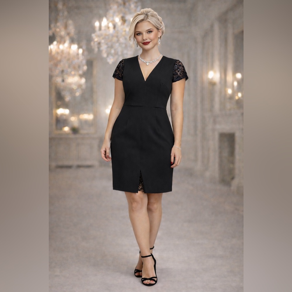 Betsey Johnson Black Lace Cap Sleeve Cocktail Dress | Size 10 | Classic LBD